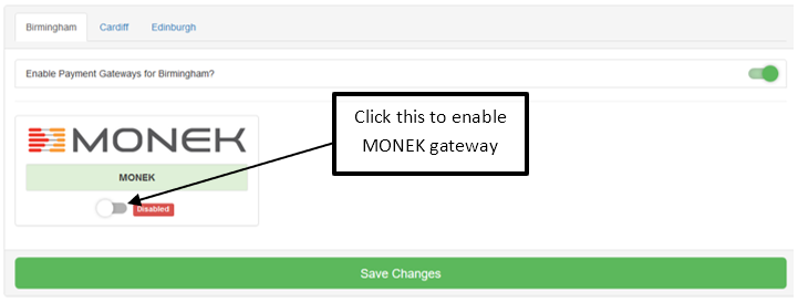 Enabling the Monek Payment Gateway